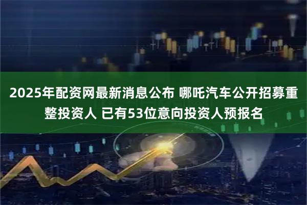 2025年配资网最新消息公布 哪吒汽车公开招募重整投资人 已有53位意向投资人预报名