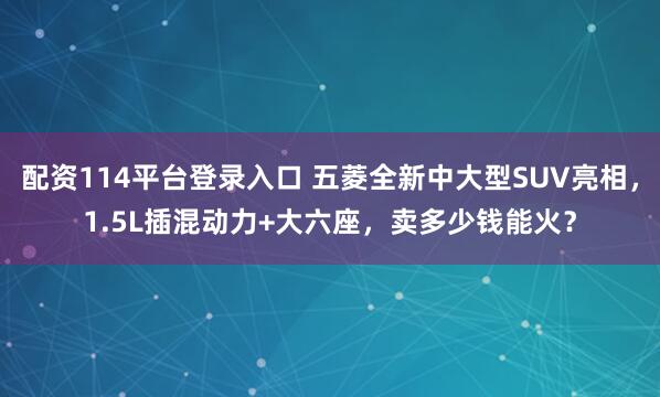 配资114平台登录入口 五菱全新中大型SUV亮相，1.5L插混动力+大六座，卖多少钱能火？